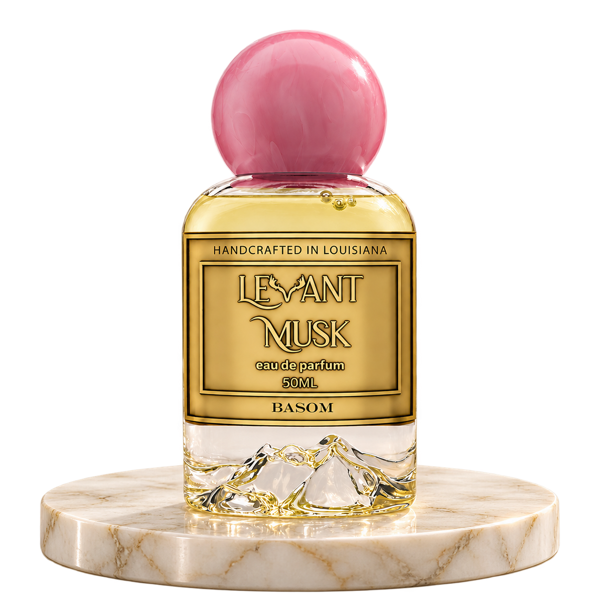 BASOM by Levant Musk — plain bottle on marble true alpha