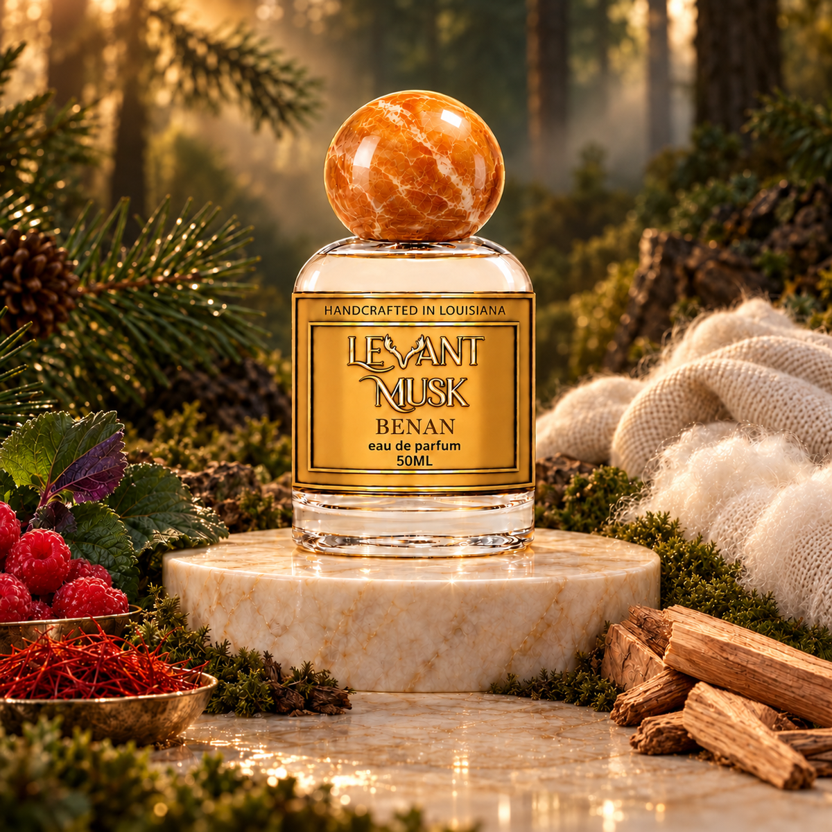 BENAN by Levant Musk atmospheric perfume bottle photograph.