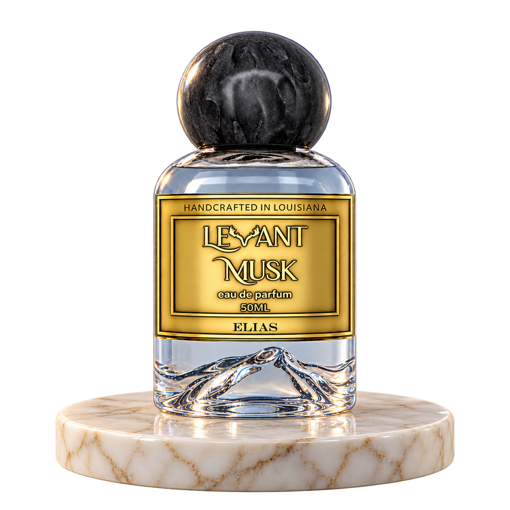 ELIAS by Levant Musk plain bottle on marble true alpha