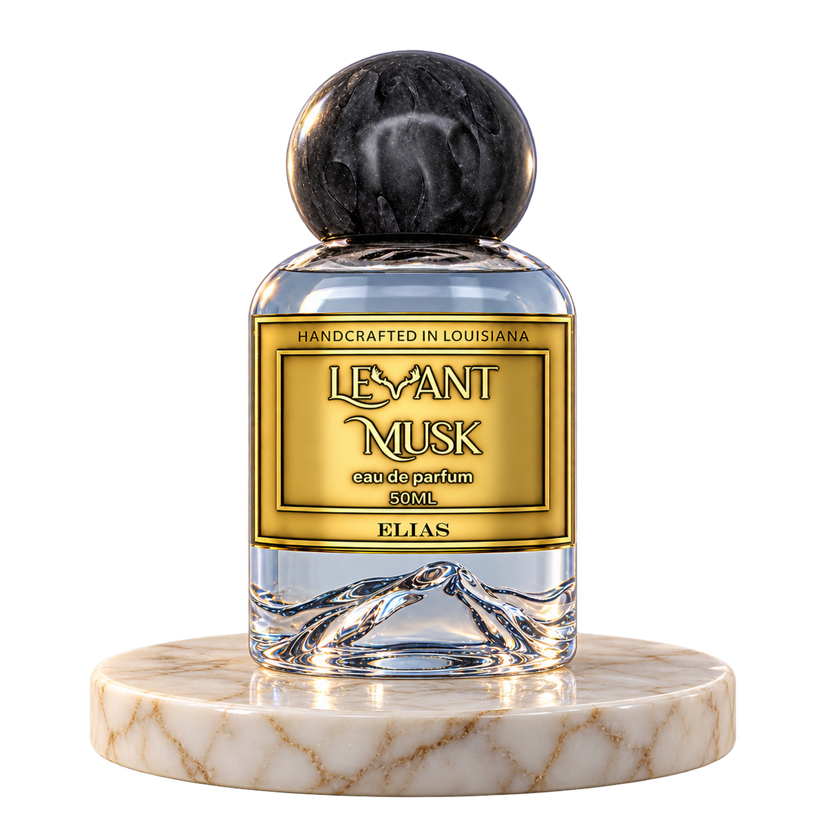 ELIAS by Levant Musk plain bottle on marble true alpha
