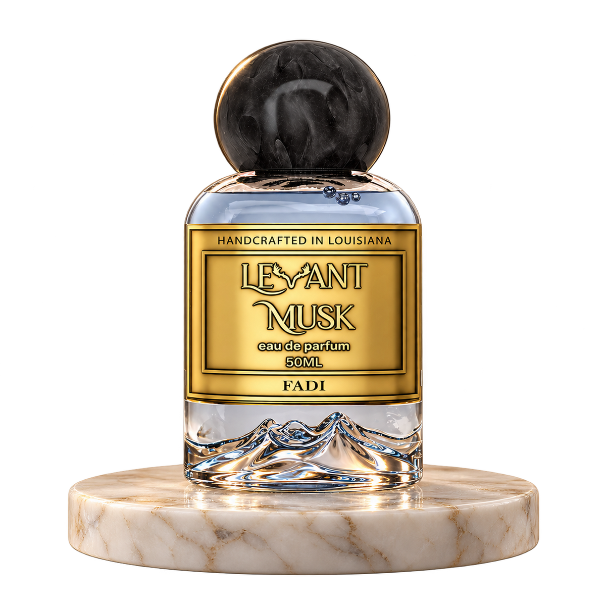 FADI by Levant Musk plain bottle on marble true alpha