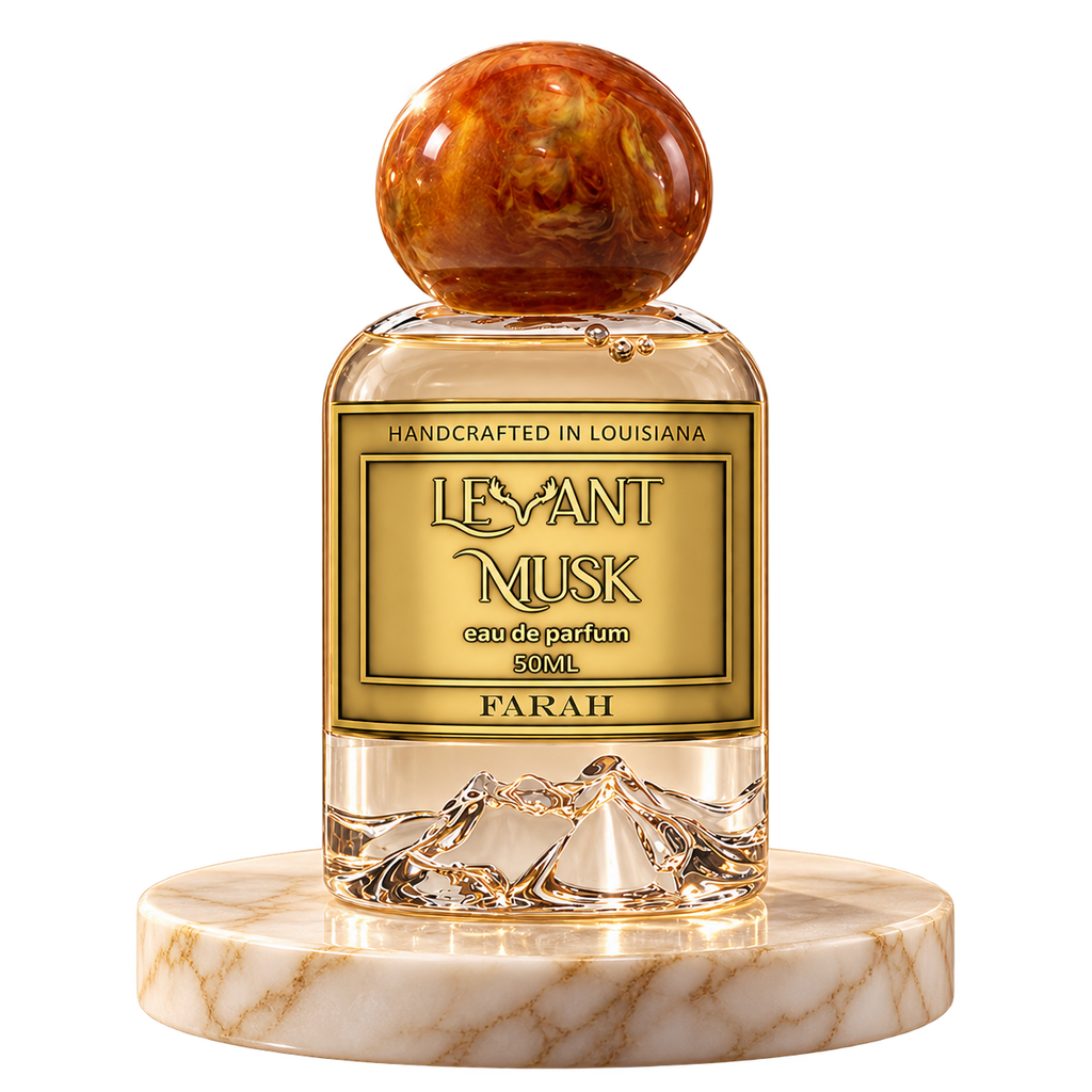 FARAH by Levant Musk plain bottle on marble true alpha
