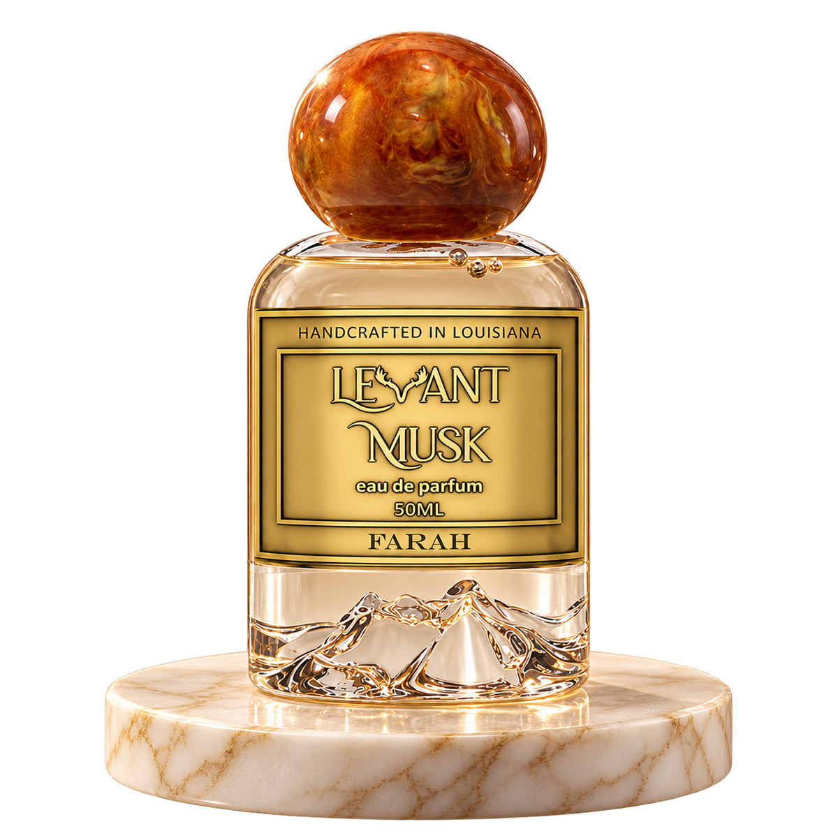 FARAH by Levant Musk plain bottle on marble true alpha