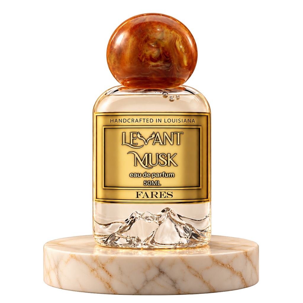 FARES by Levant Musk plain bottle on marble true alpha