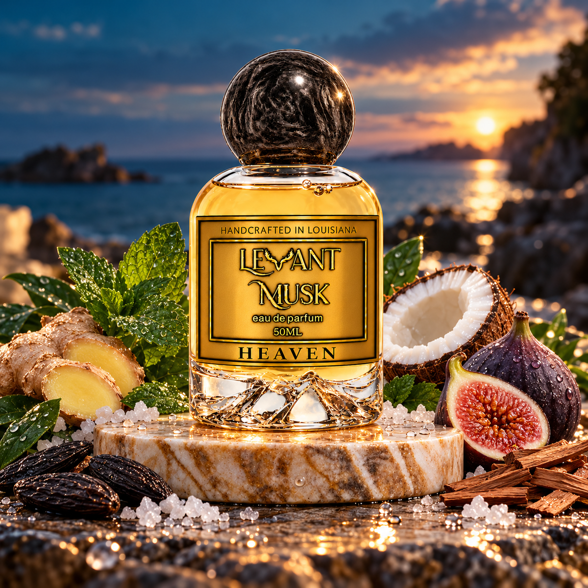 HEAVEN by Levant Musk in a cinematic fragrance setting