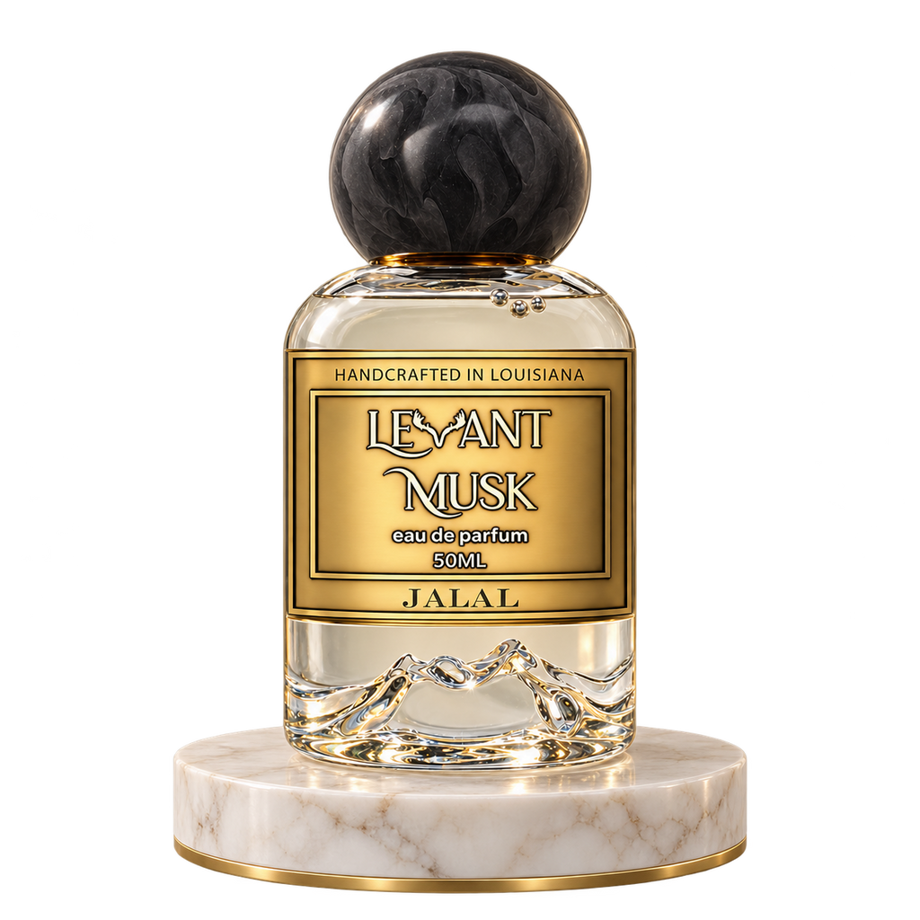 JALAL by Levant Musk plain bottle on marble true alpha