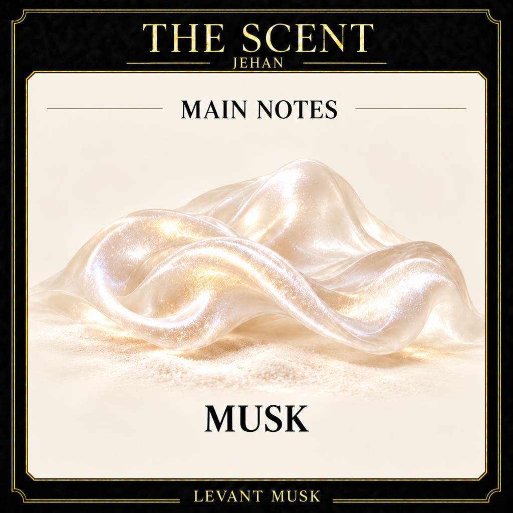 JEHAN fragrance notes card: main note Musk.