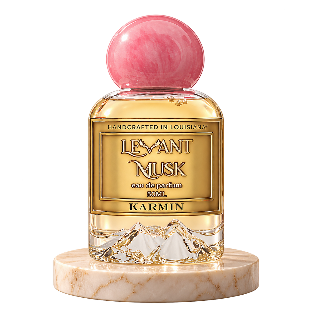 KARMIN by Levant Musk plain bottle on marble true alpha
