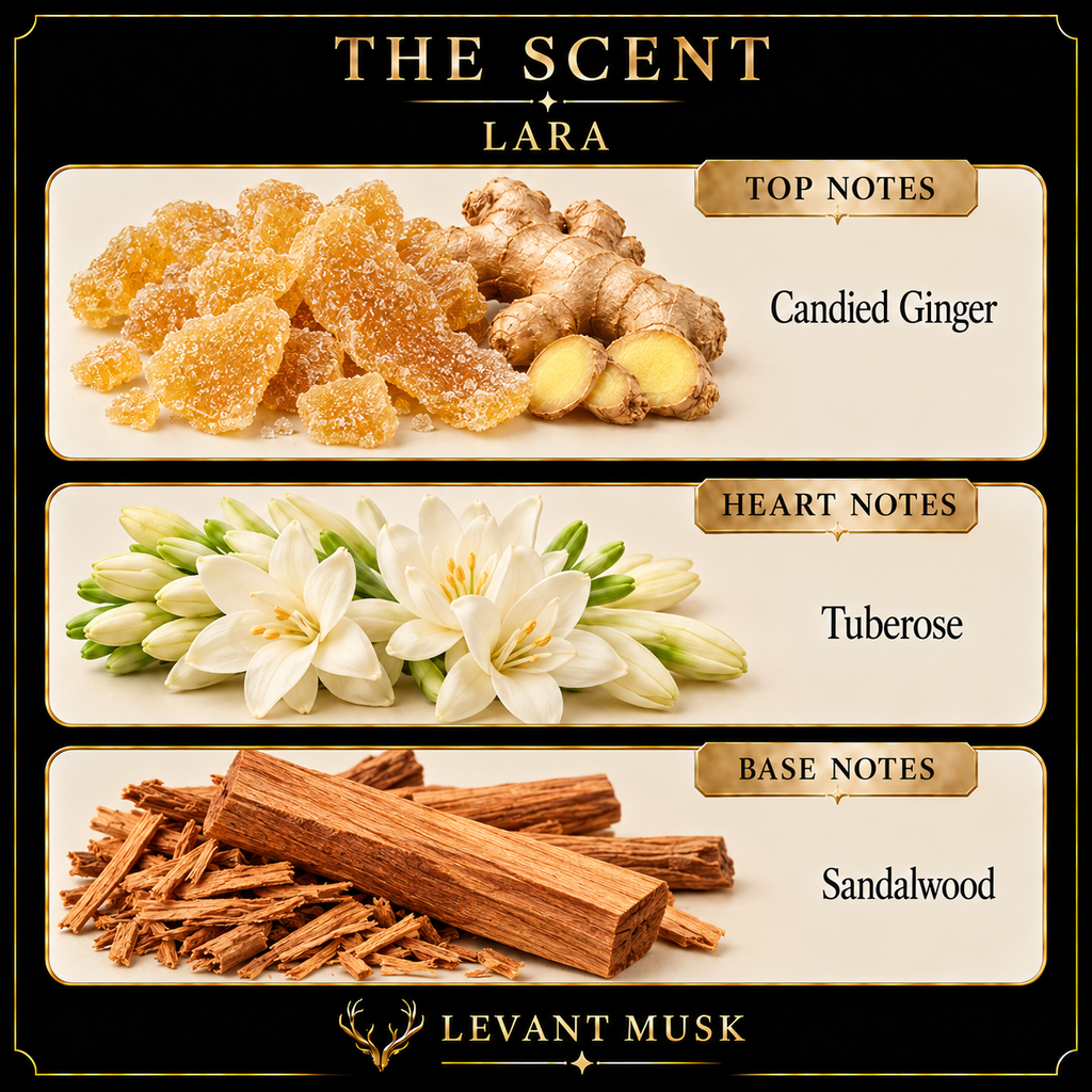 LARA by Levant Musk — note card