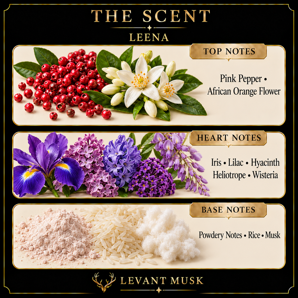 LEENA by Levant Musk — note card