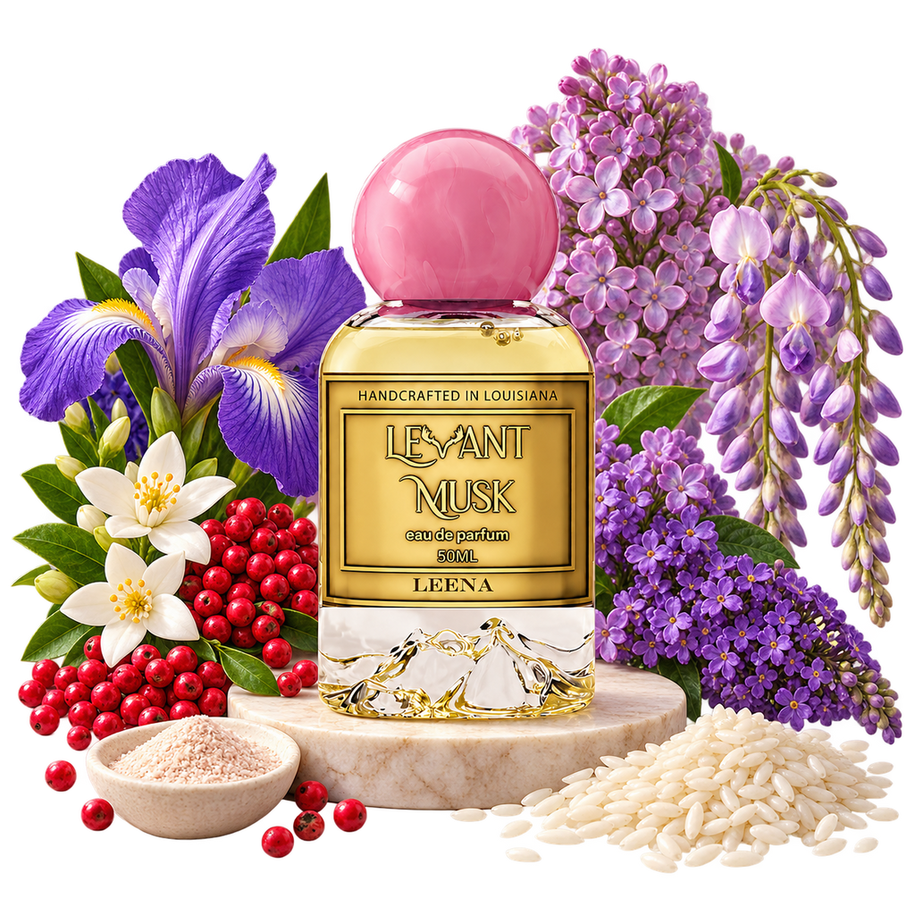 LEENA by Levant Musk — bottle with notes cutout