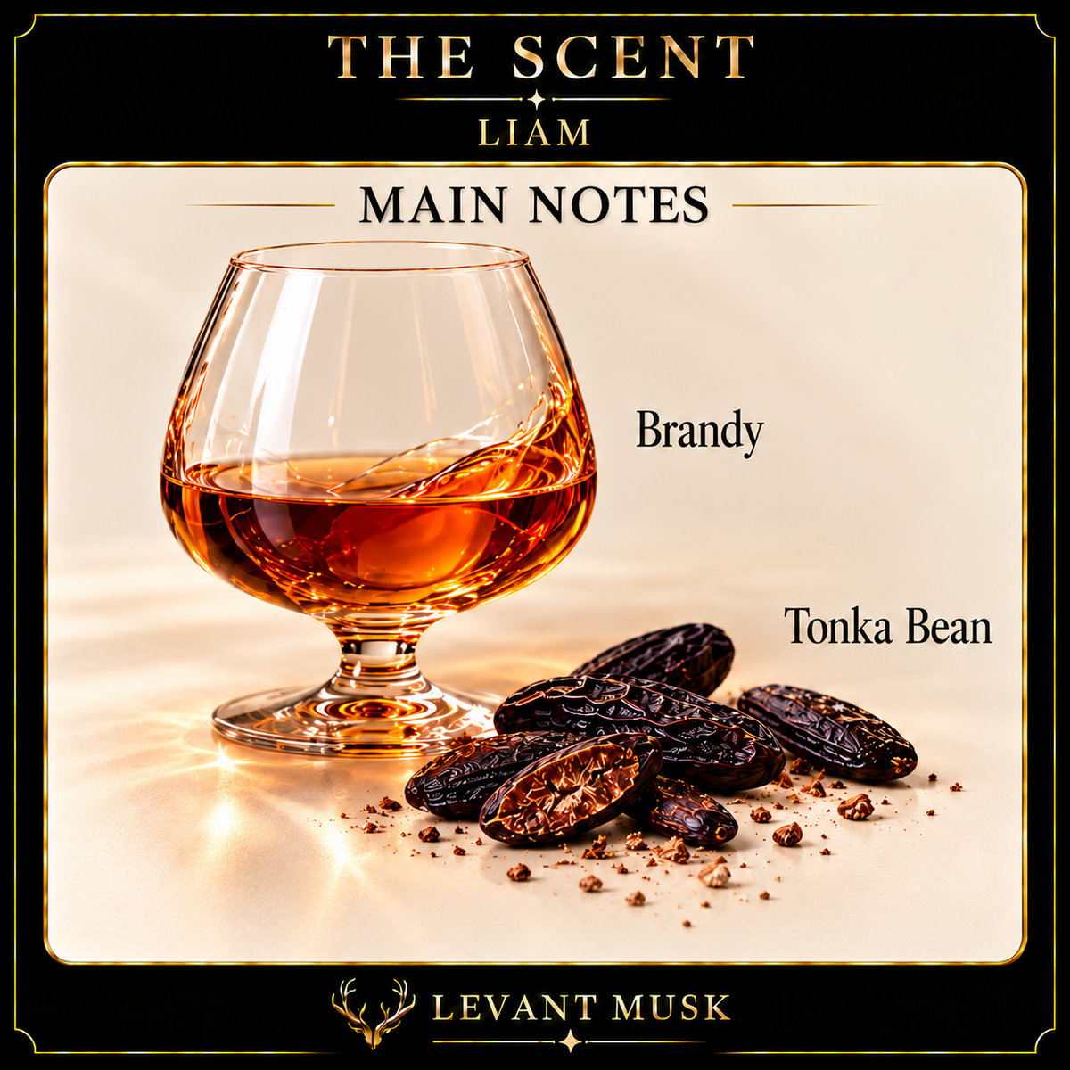 LIAM by Levant Musk scent notes: brandy and tonka bean.