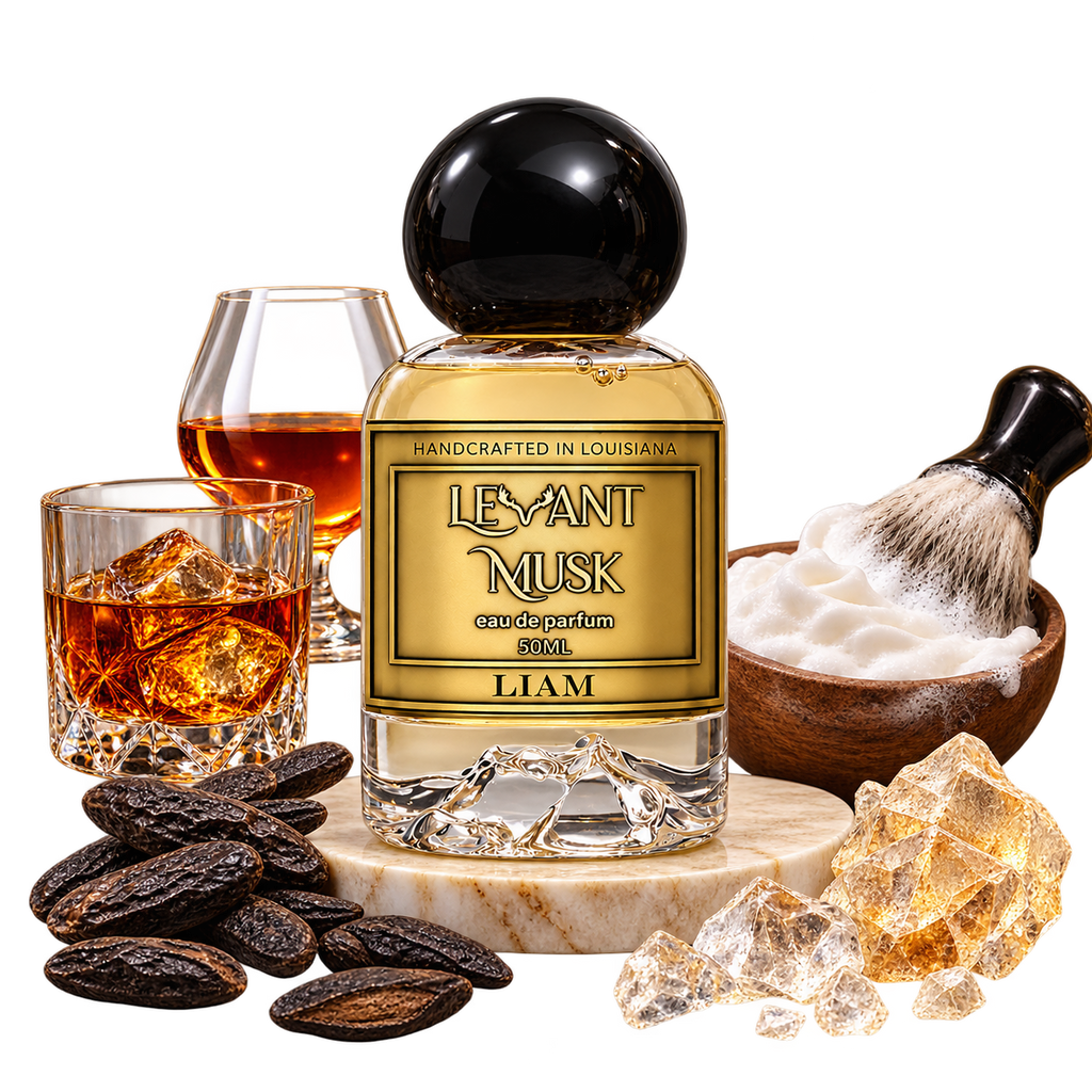 LIAM by Levant Musk — bottle with notes cutout