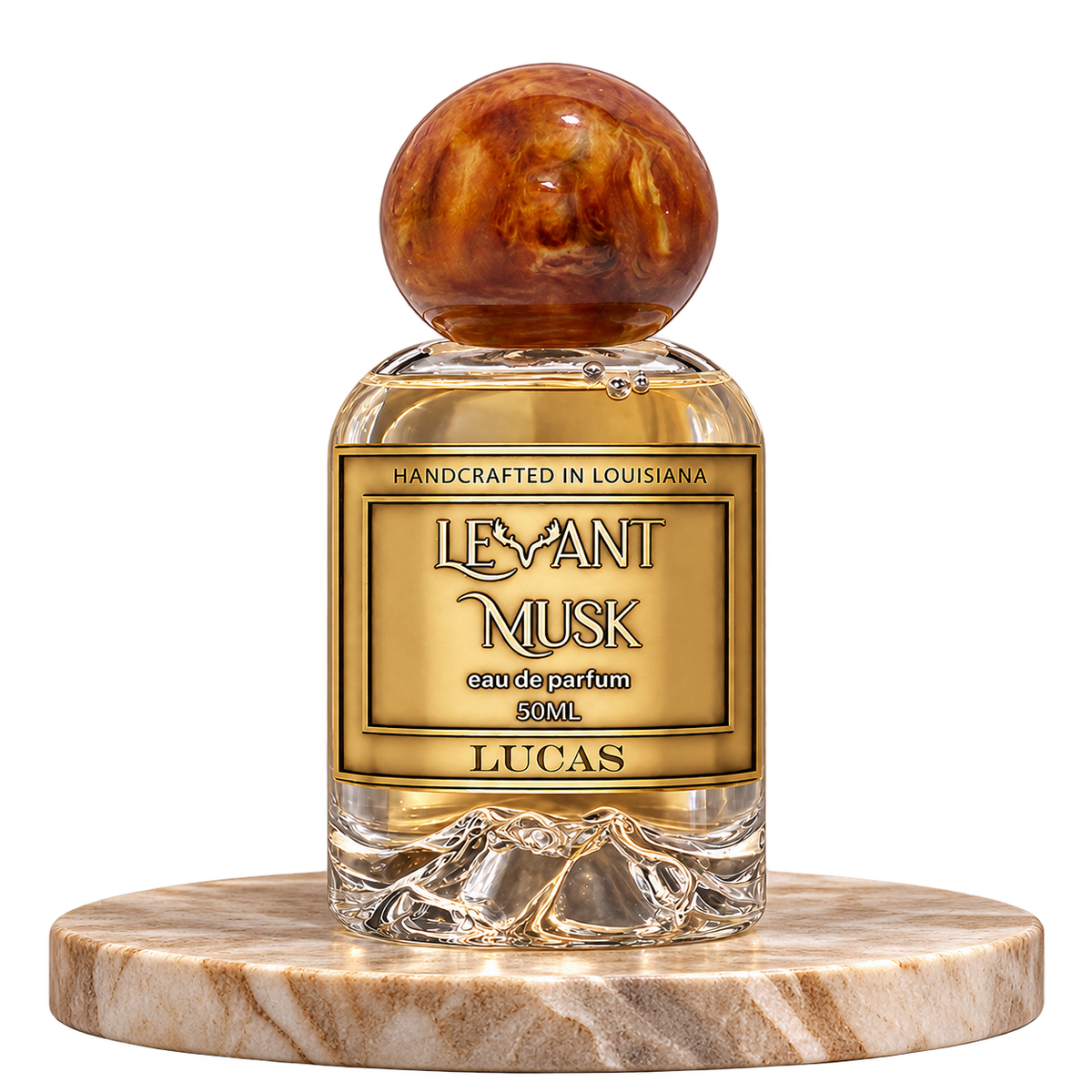 LUCAS by Levant Musk plain bottle on marble