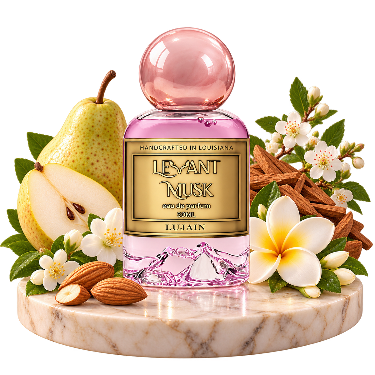 LUJAIN by Levant Musk bottle with notes cutout