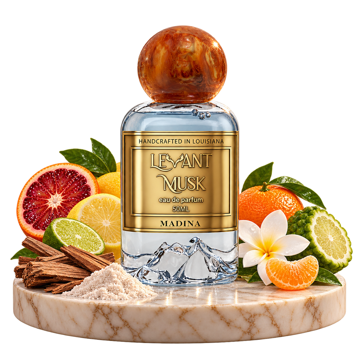 MADINA by Levant Musk bottle with notes cutout