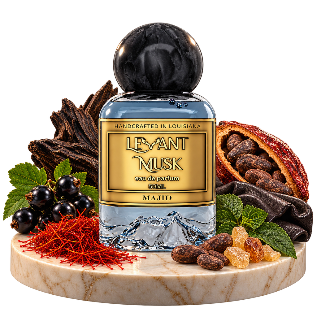 MAJID by Levant Musk bottle with notes cutout