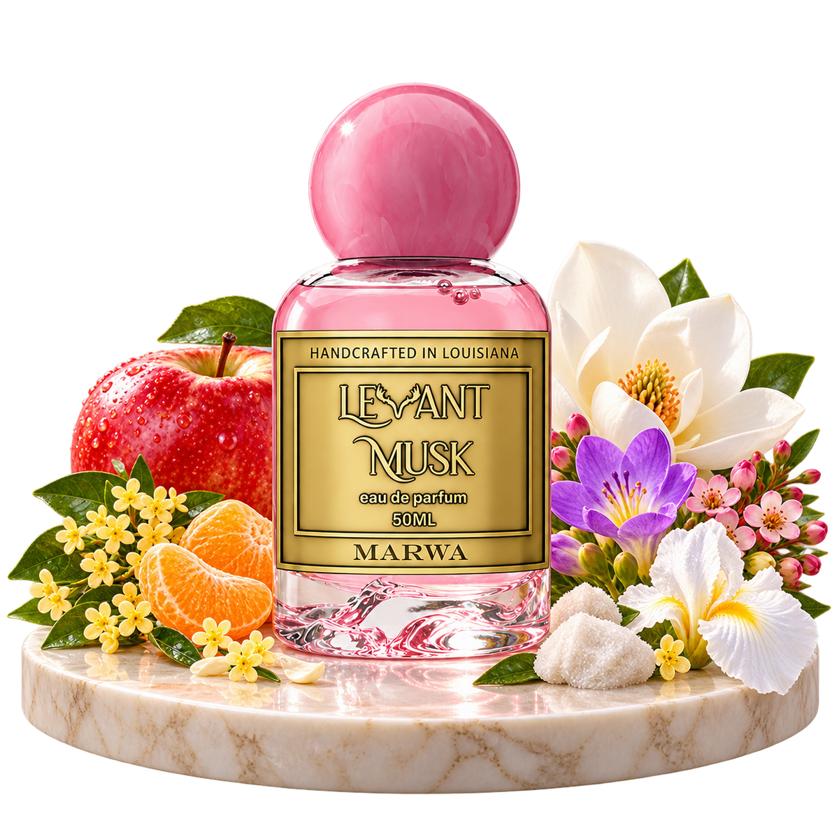 MARWA by Levant Musk bottle with notes cutout