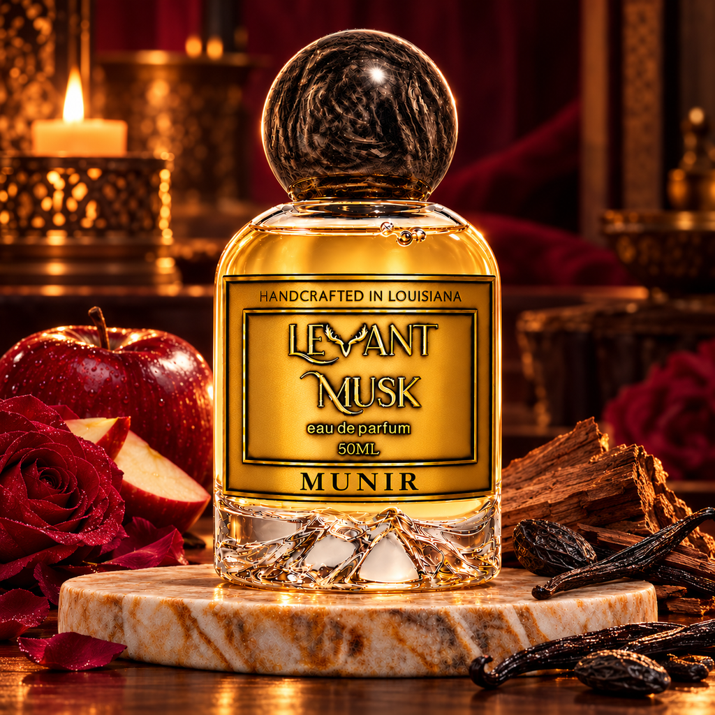 MUNIR by Levant Musk in a cinematic fragrance setting