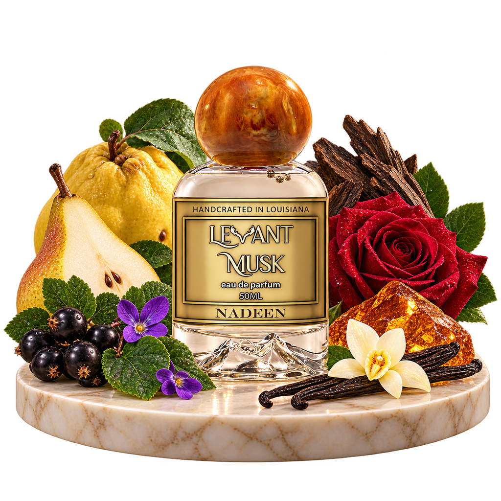 NADEEN by Levant Musk bottle with notes cutout
