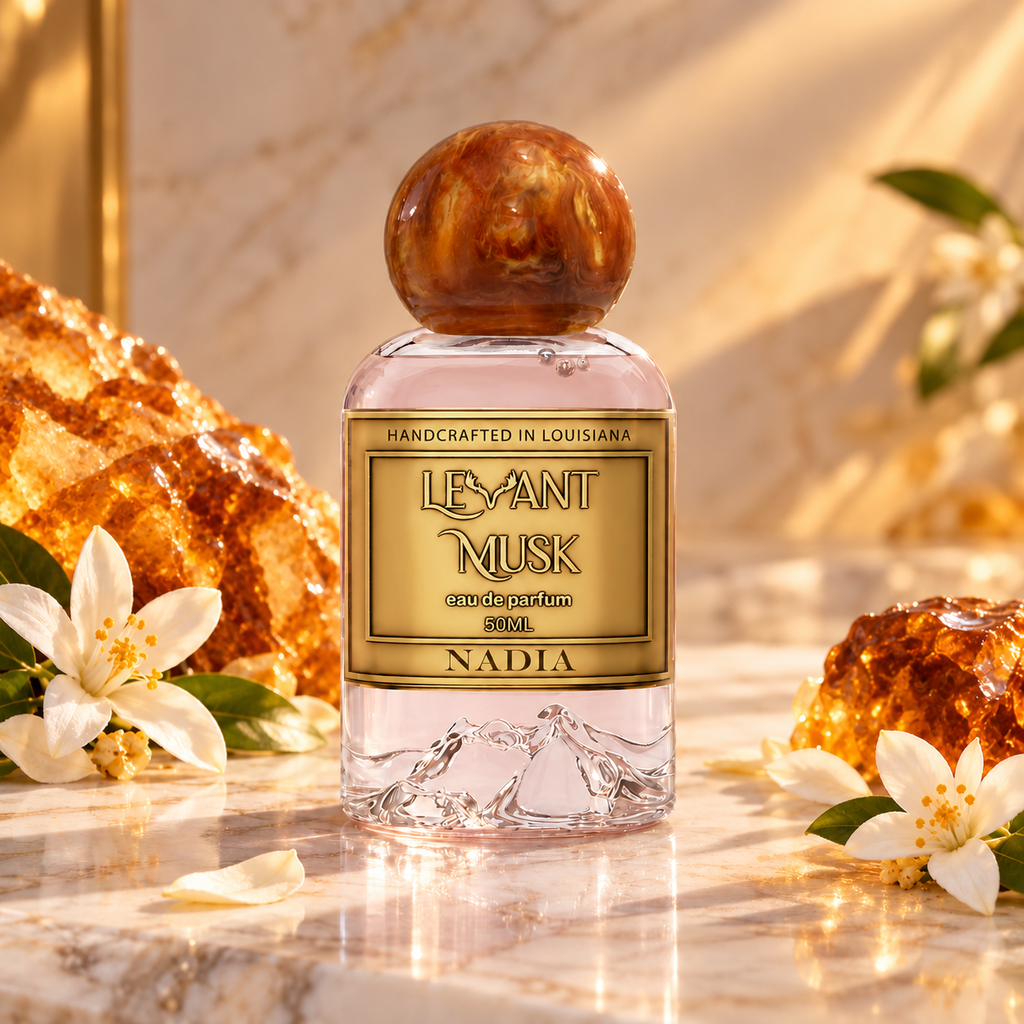 NADIA by Levant Musk fragrance scene: orange blossom and amber accord.