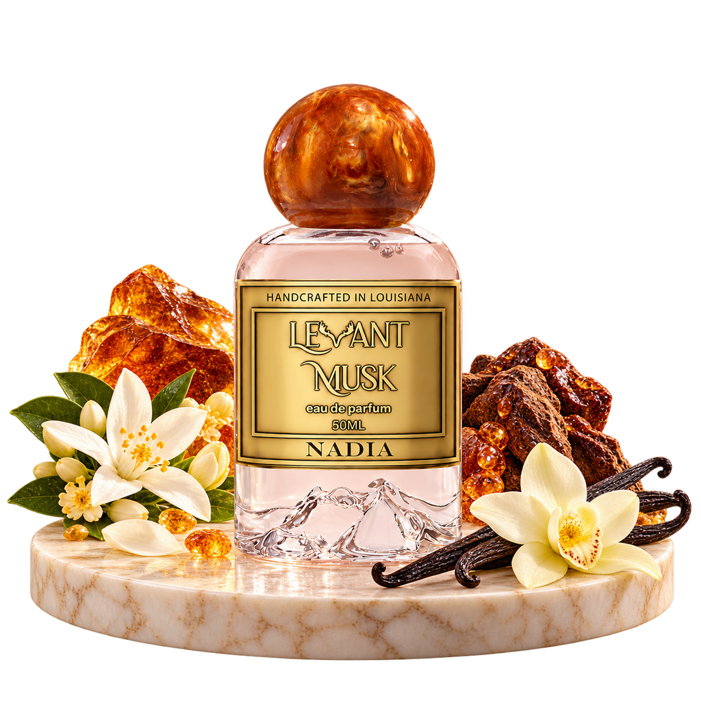 NADIA by Levant Musk bottle with notes cutout