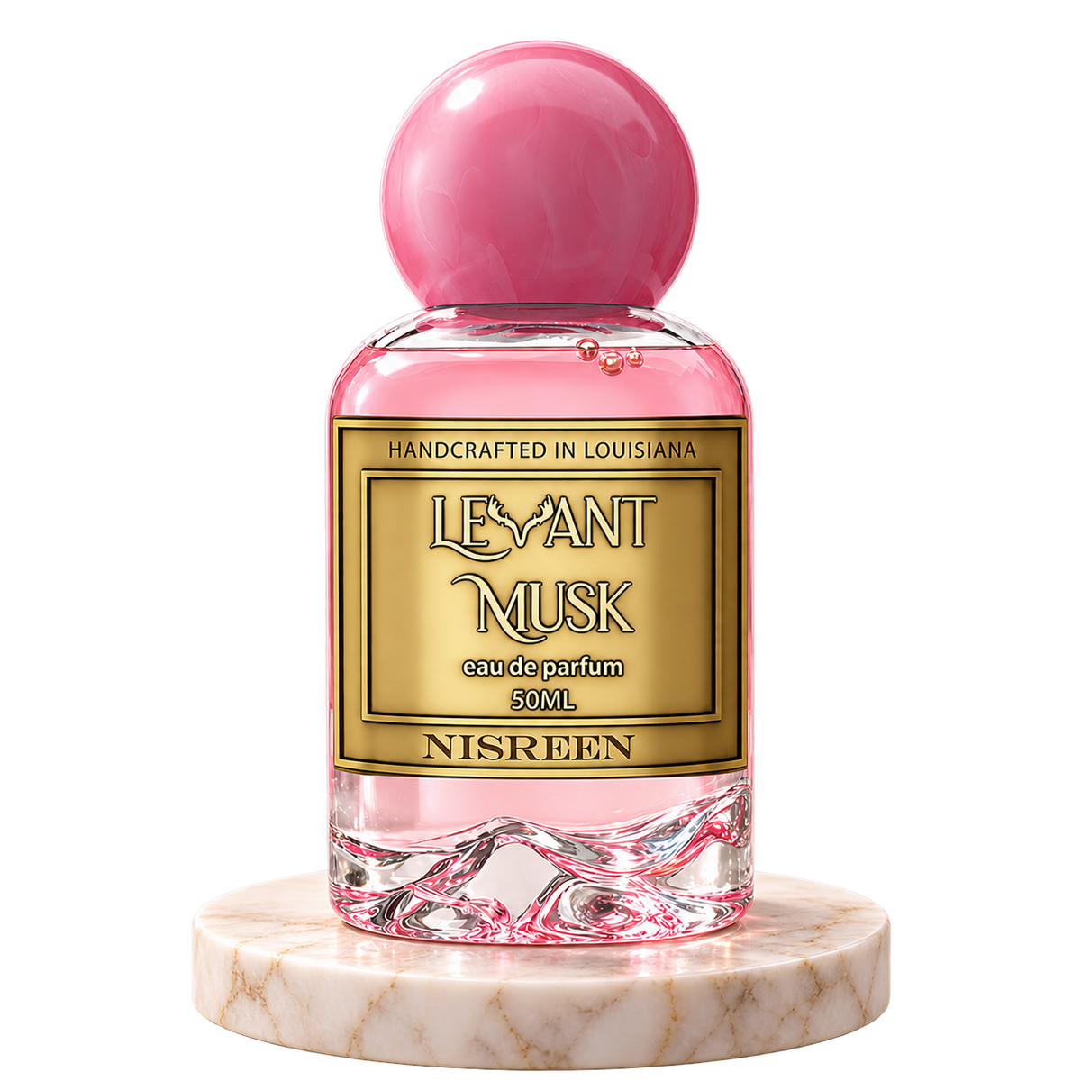 NISREEN by Levant Musk plain bottle on marble