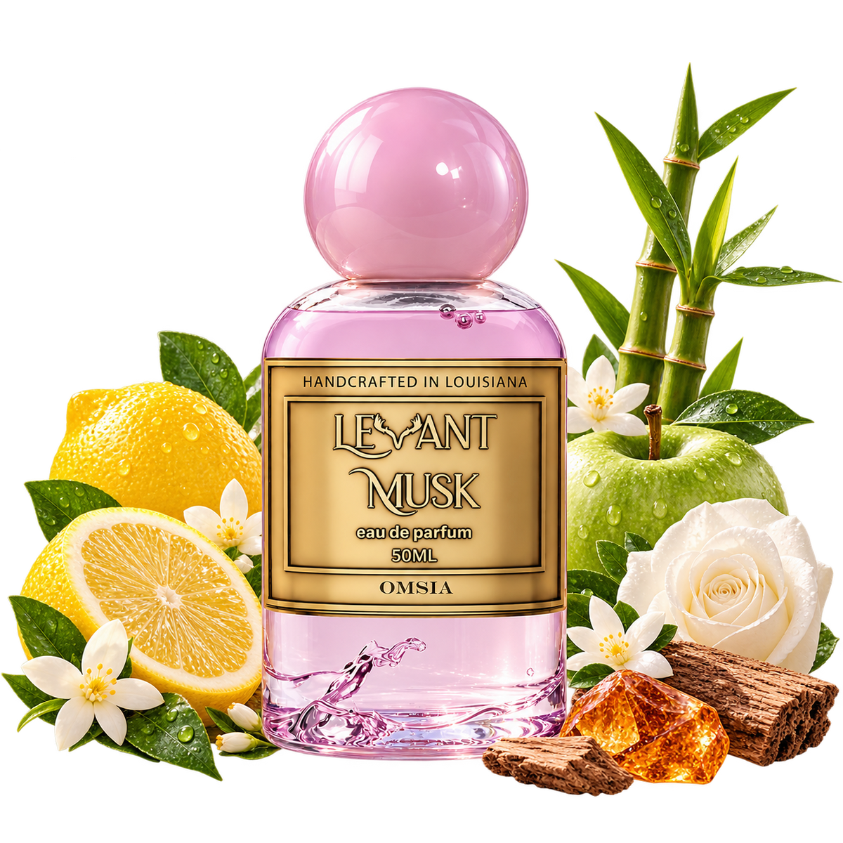 OMSIA by Levant Musk bottle with notes cutout