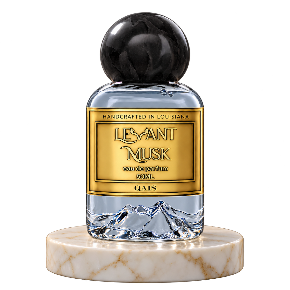 QAIS by Levant Musk plain bottle on marble