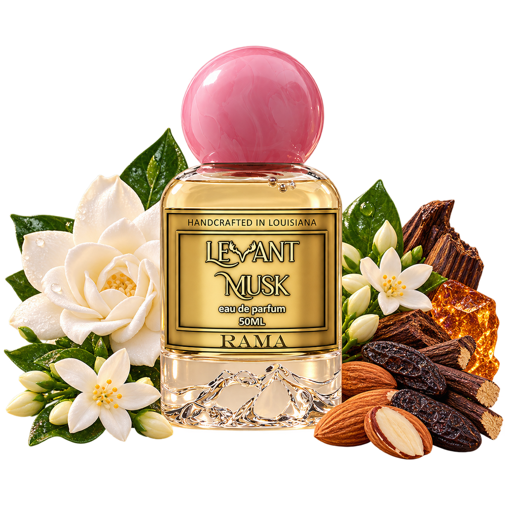 RAMA by Levant Musk bottle with notes cutout