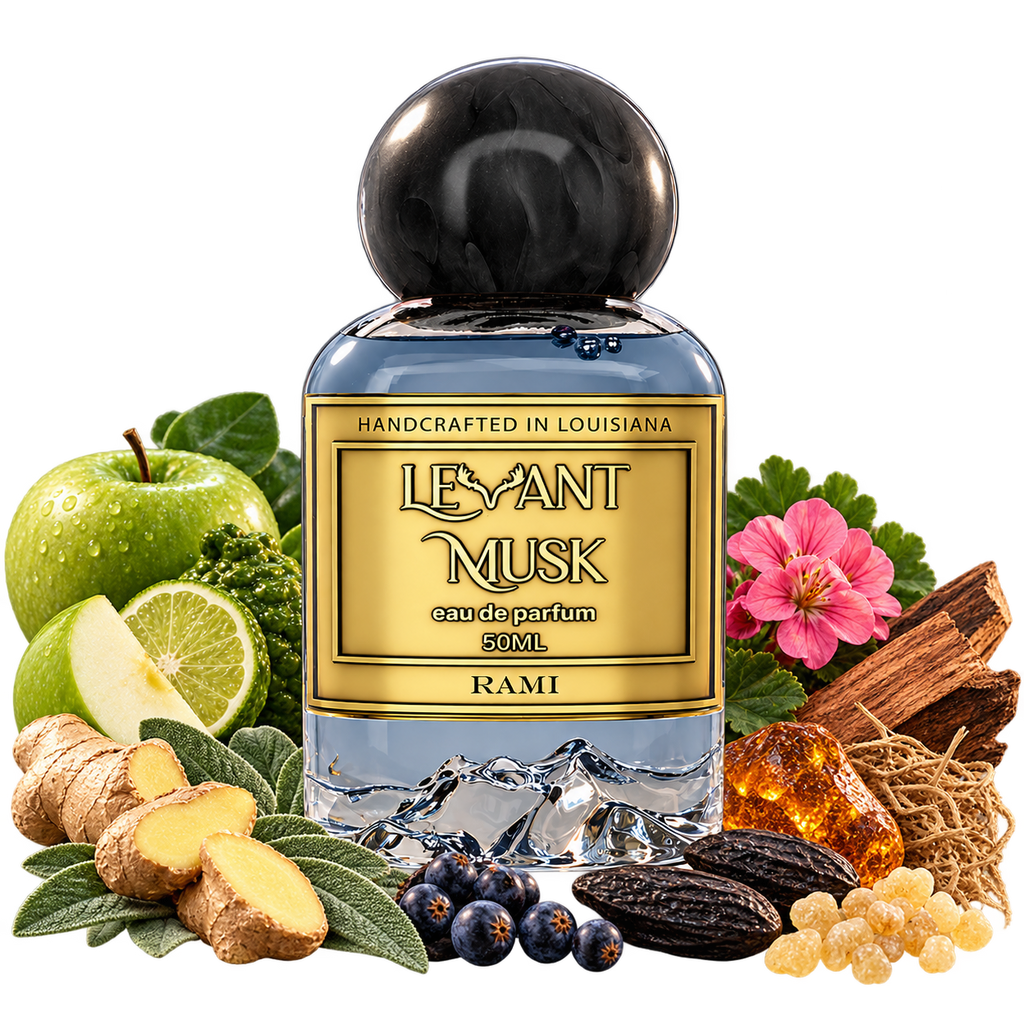 RAMI by Levant Musk bottle with notes cutout