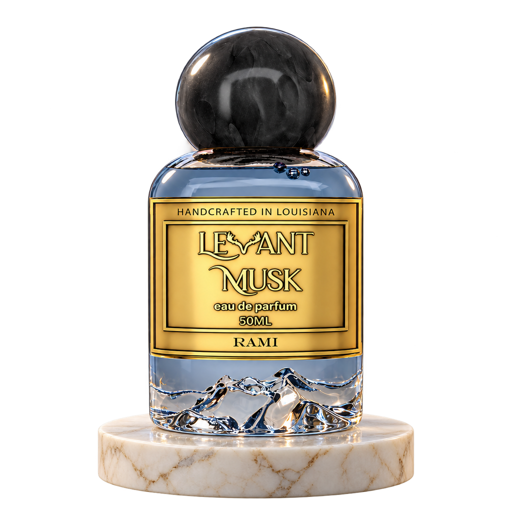 RAMI by Levant Musk plain bottle on marble