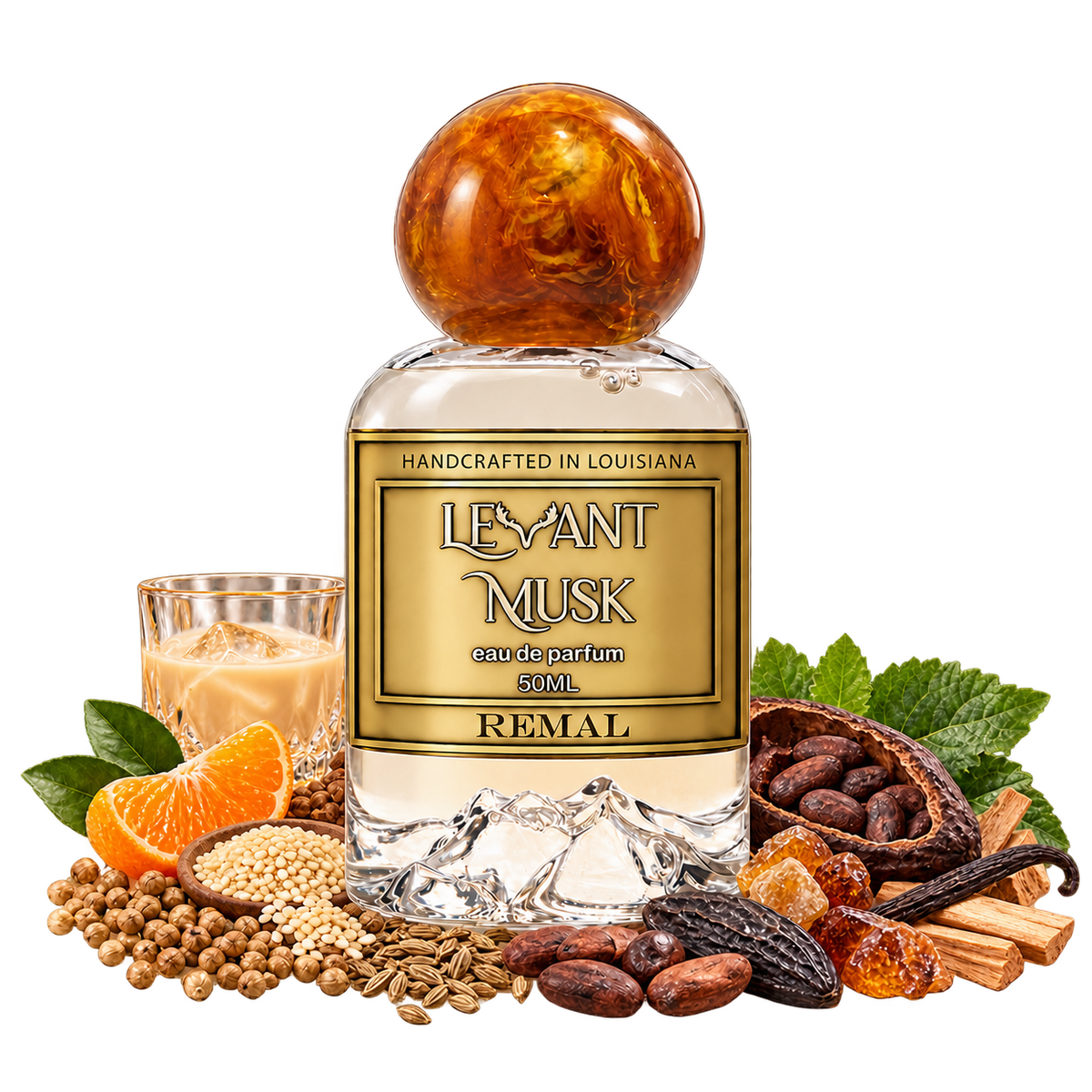 REMAL by Levant Musk bottle with notes cutout