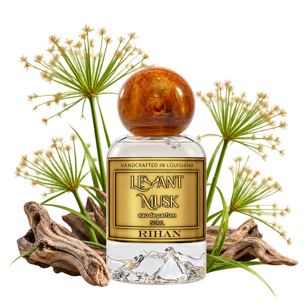 RIHAN by Levant Musk bottle with notes cutout