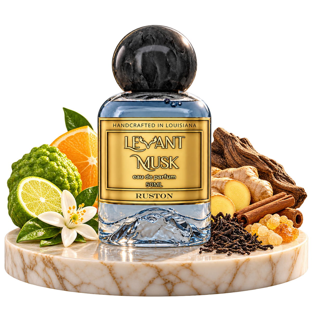 RUSTON by Levant Musk bottle with notes cutout