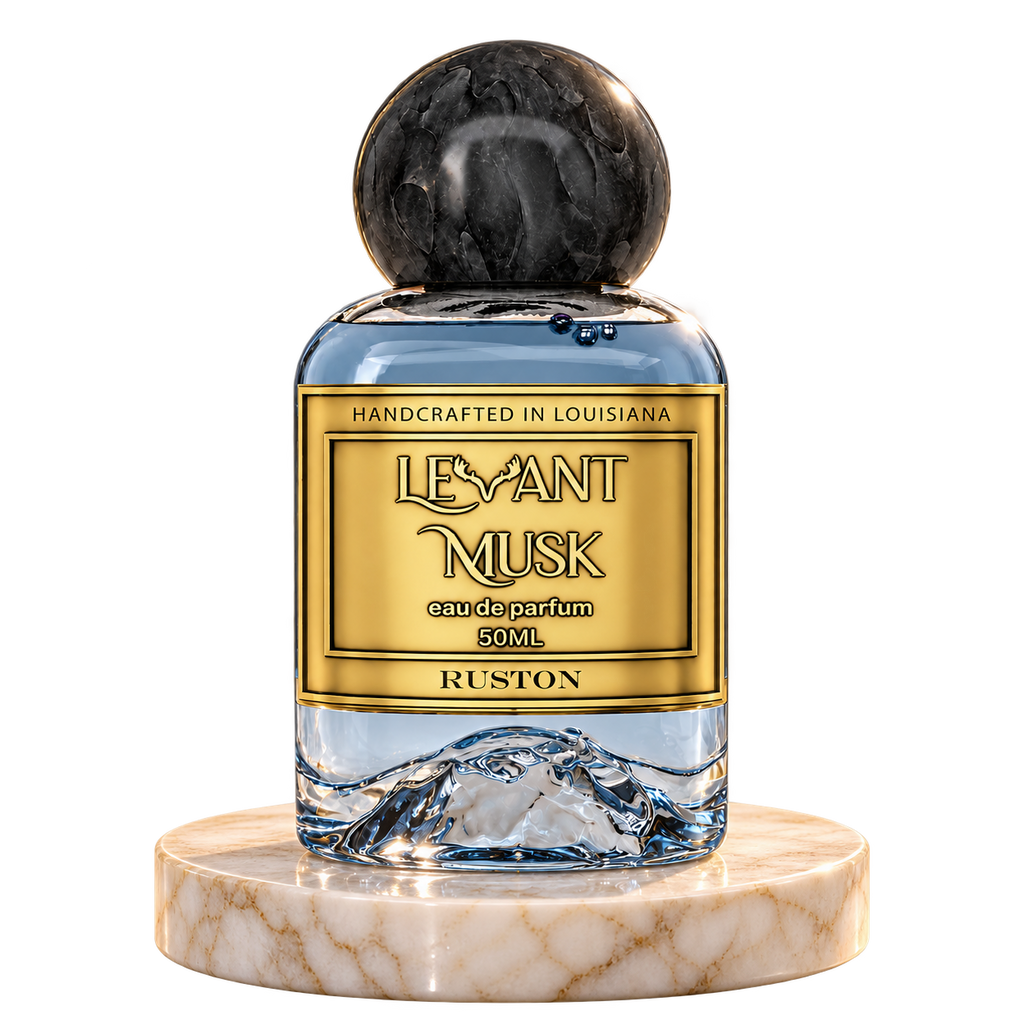 RUSTON by Levant Musk plain bottle on marble