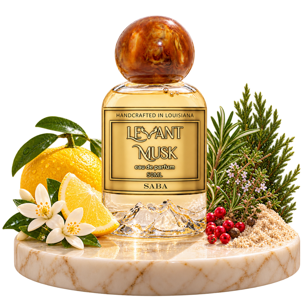 SABA by Levant Musk bottle with notes cutout