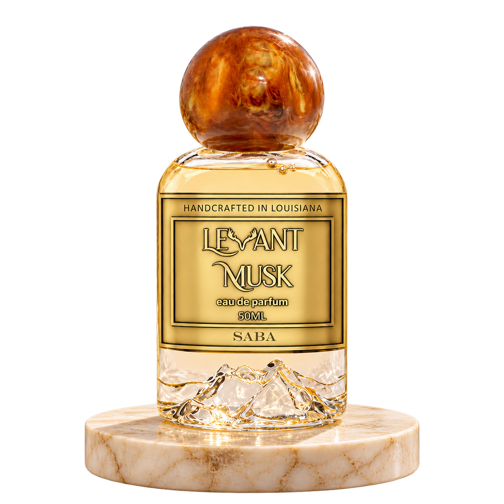 SABA by Levant Musk plain bottle on marble