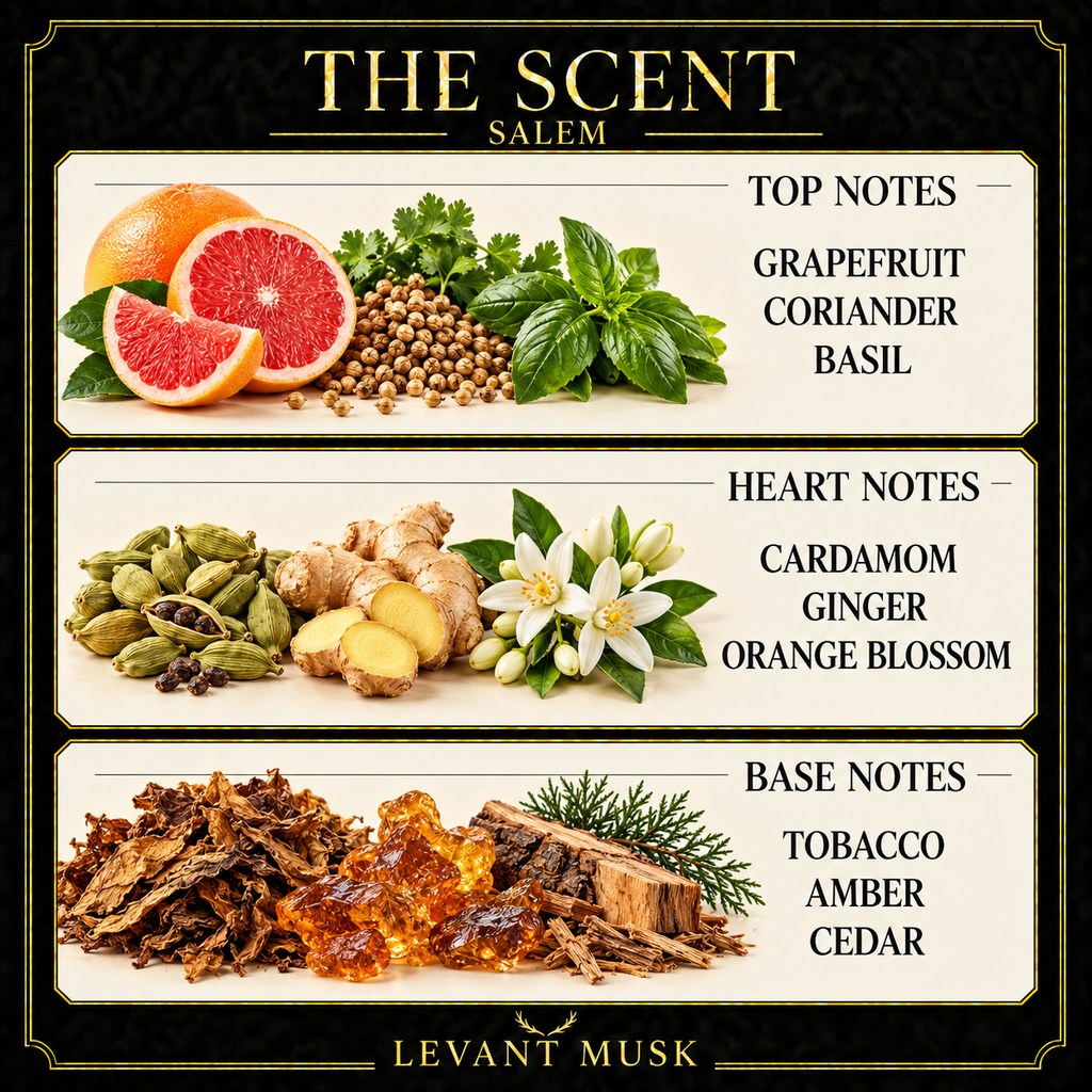 SALEM by Levant Musk black gold cream note card
