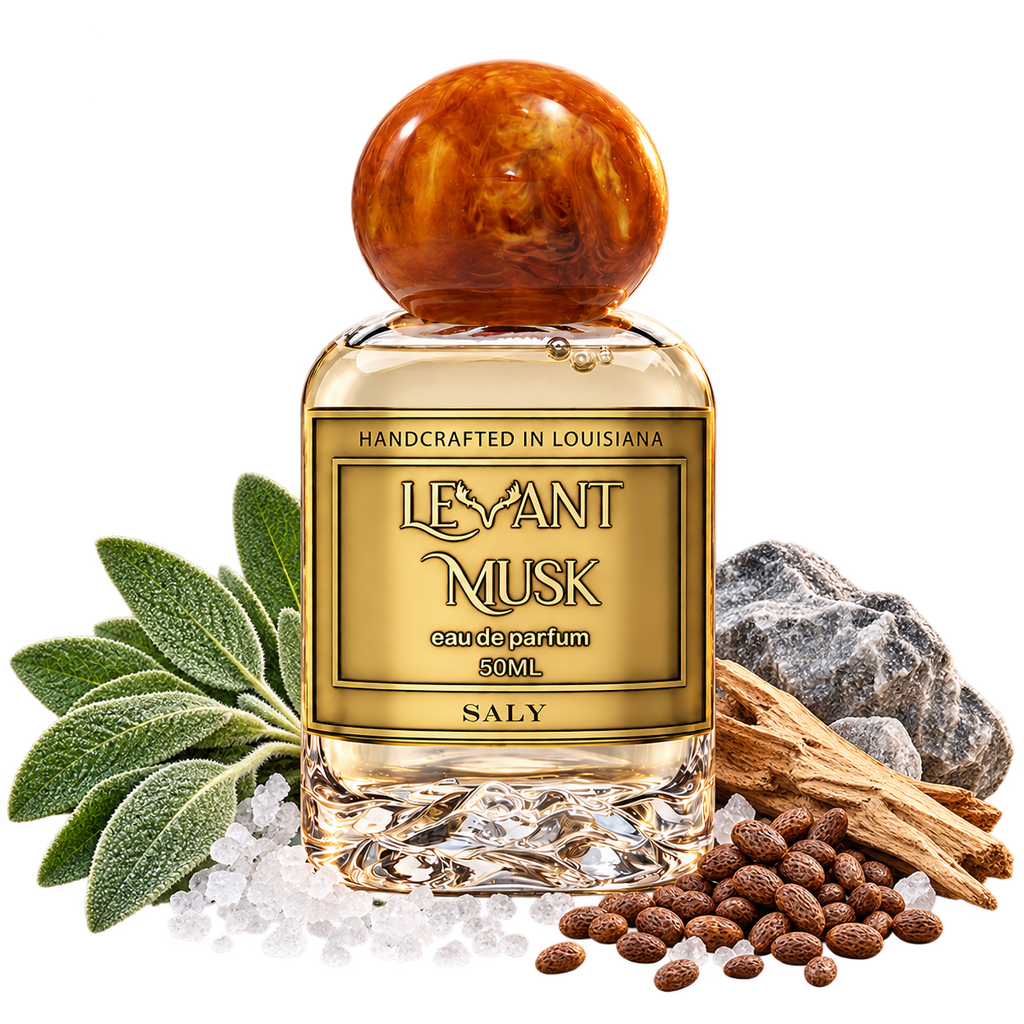SALY by Levant Musk bottle with notes cutout