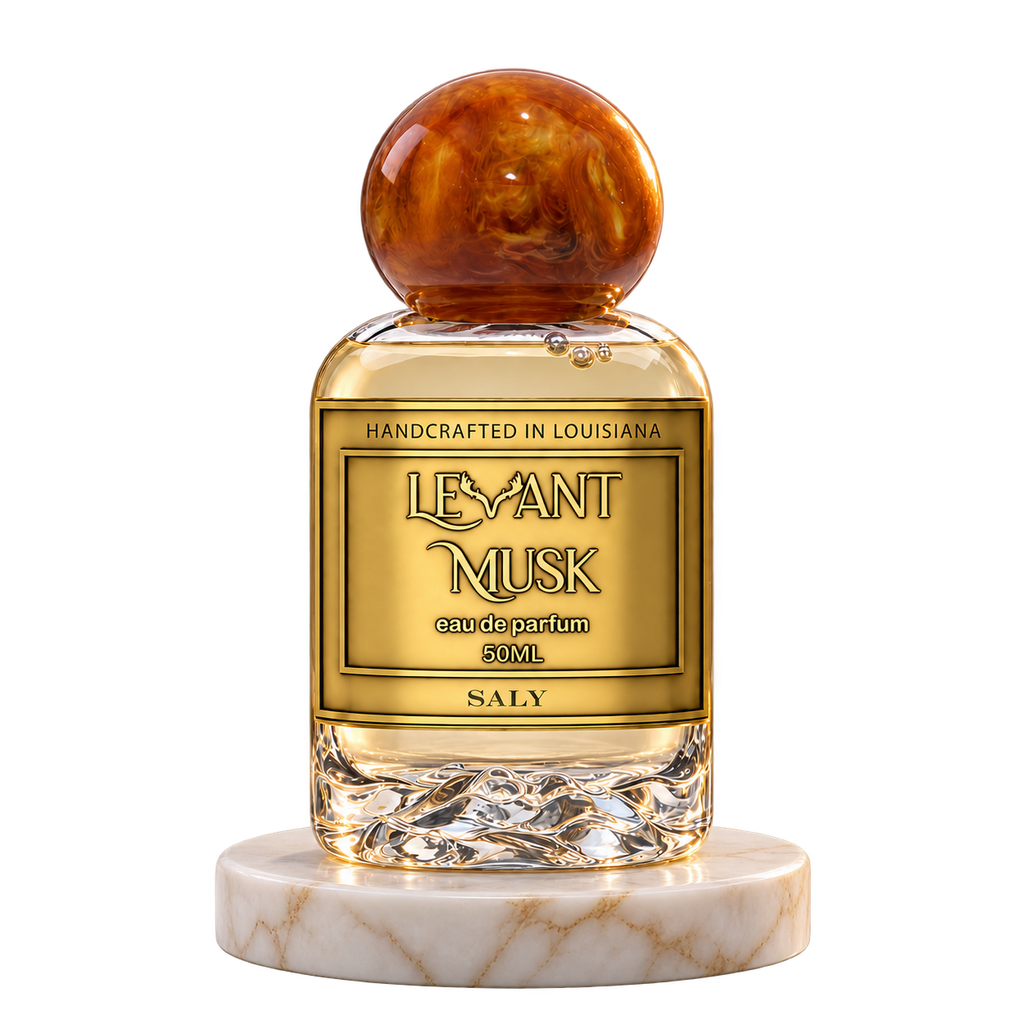 SALY by Levant Musk plain bottle on marble
