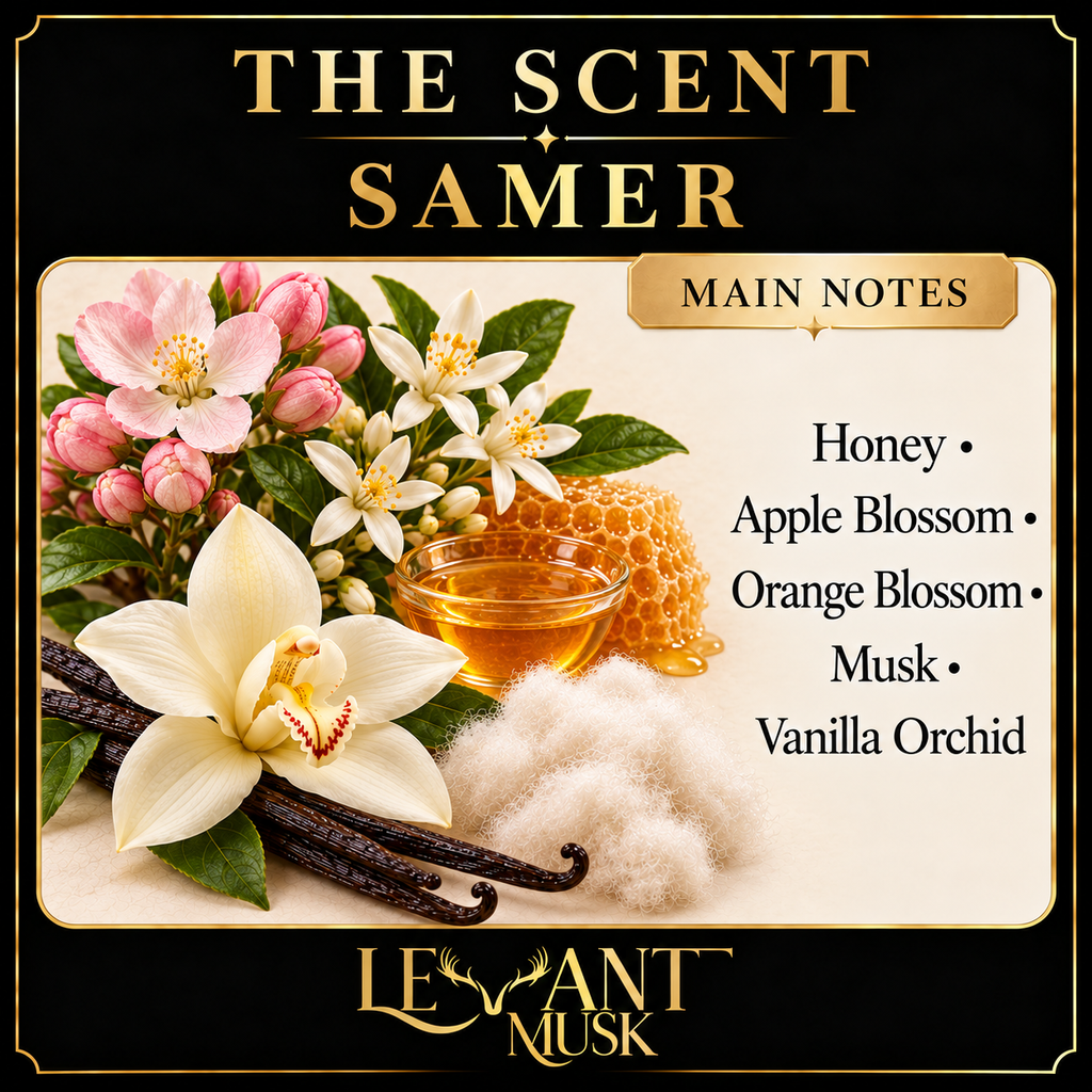 SAMER Main Notes: Honey; Apple Blossom; Orange Blossom; Musk; Vanilla Orchid