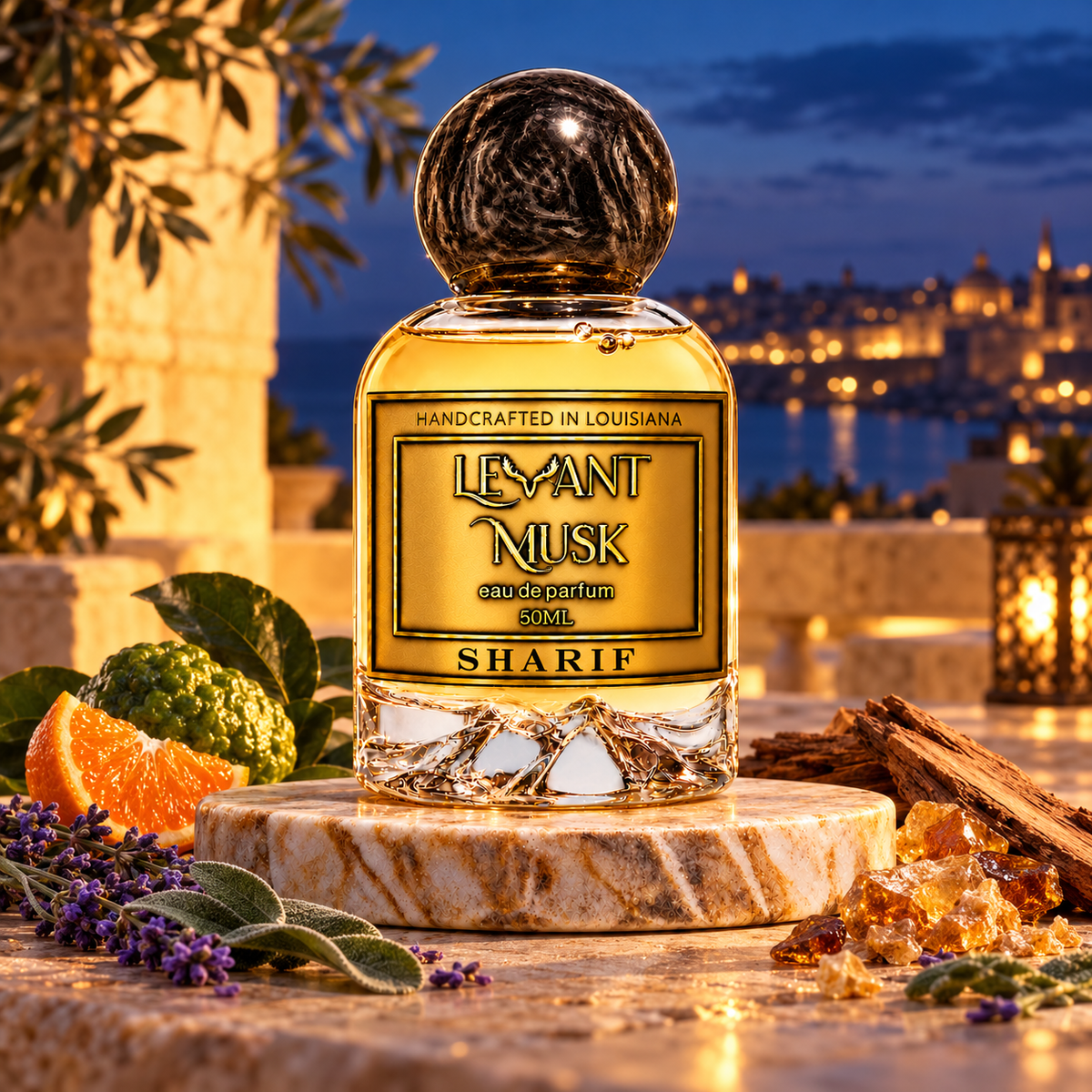 SHARIF by Levant Musk in a cinematic fragrance setting