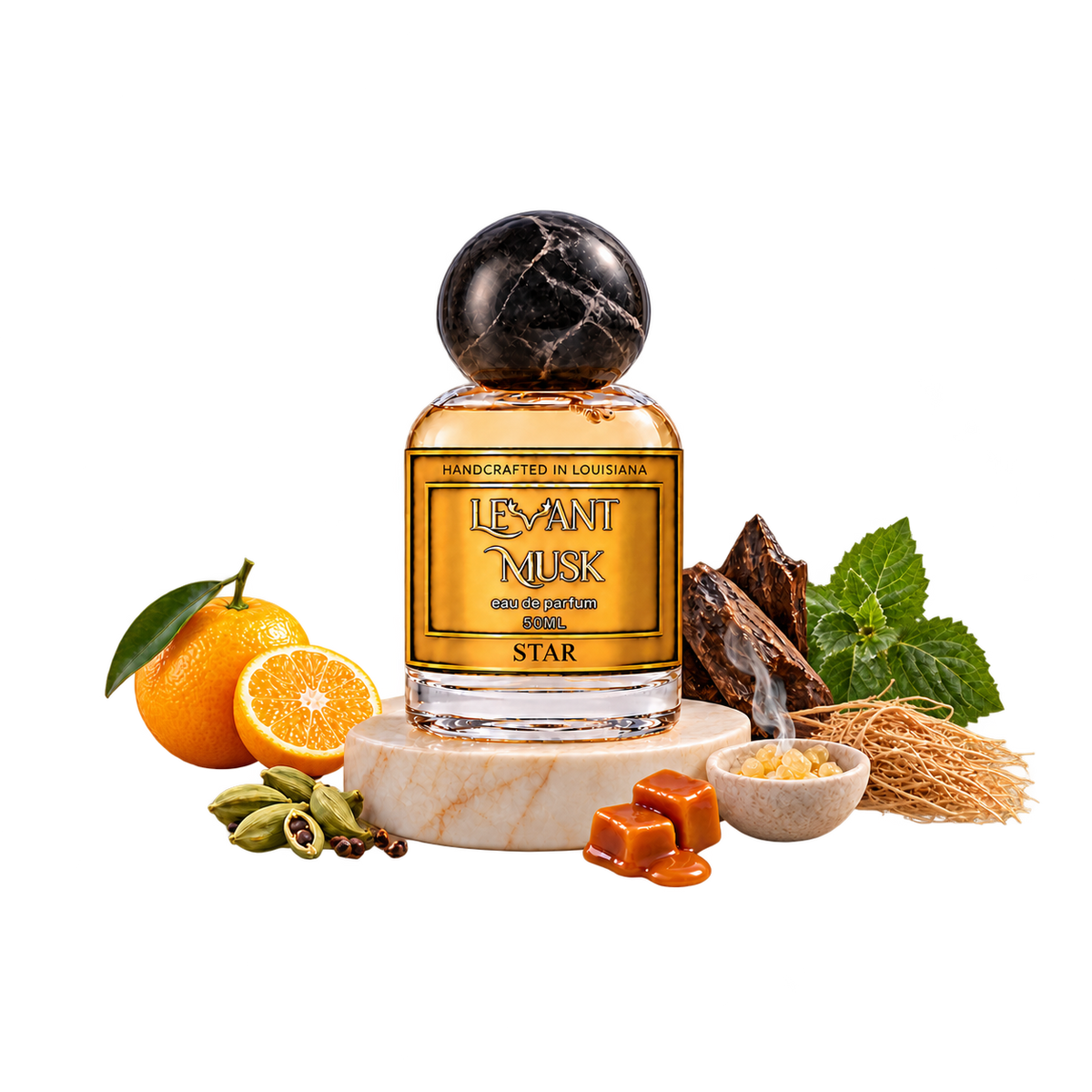 STAR by Levant Musk bottle with notes cutout