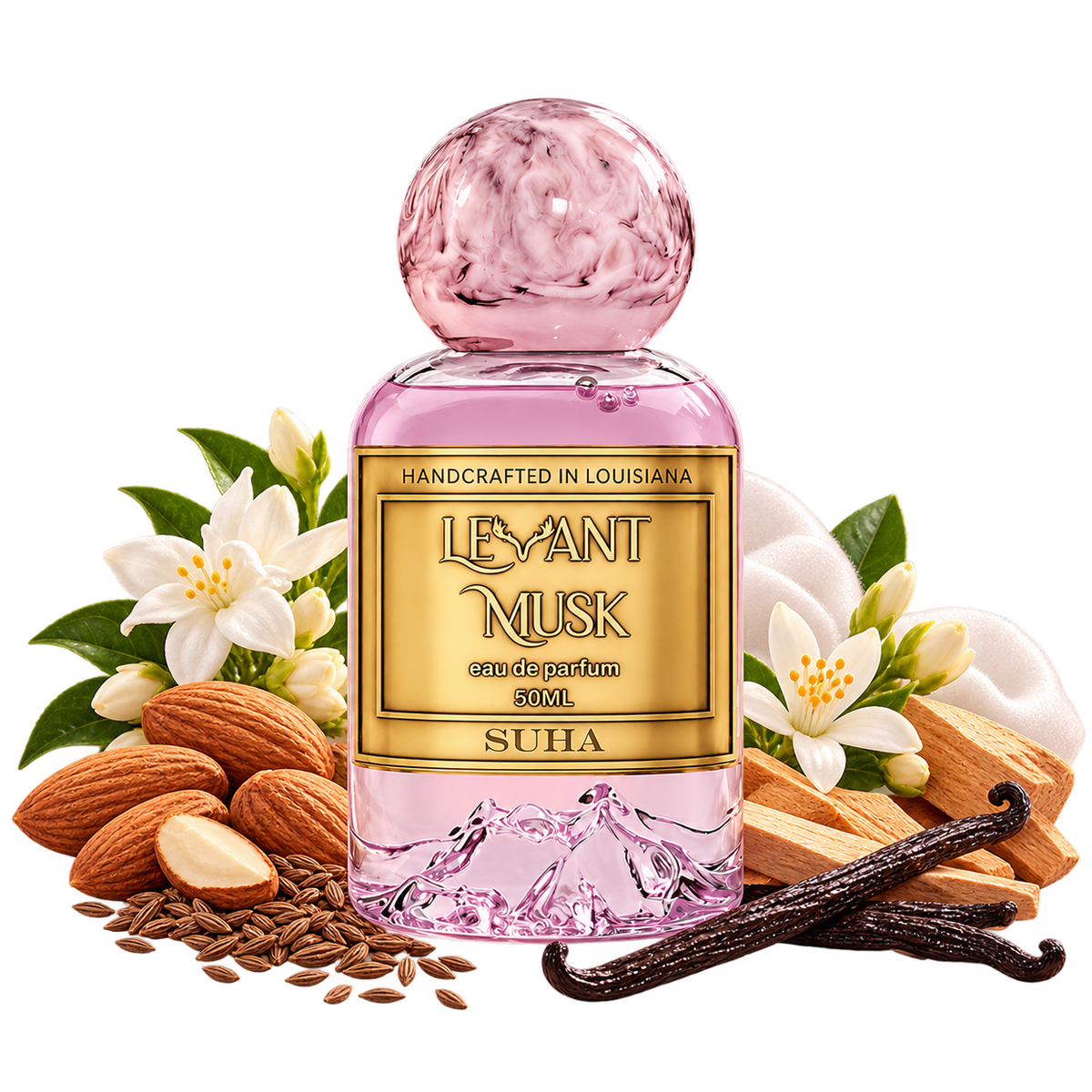 SUHA by Levant Musk bottle with notes cutout