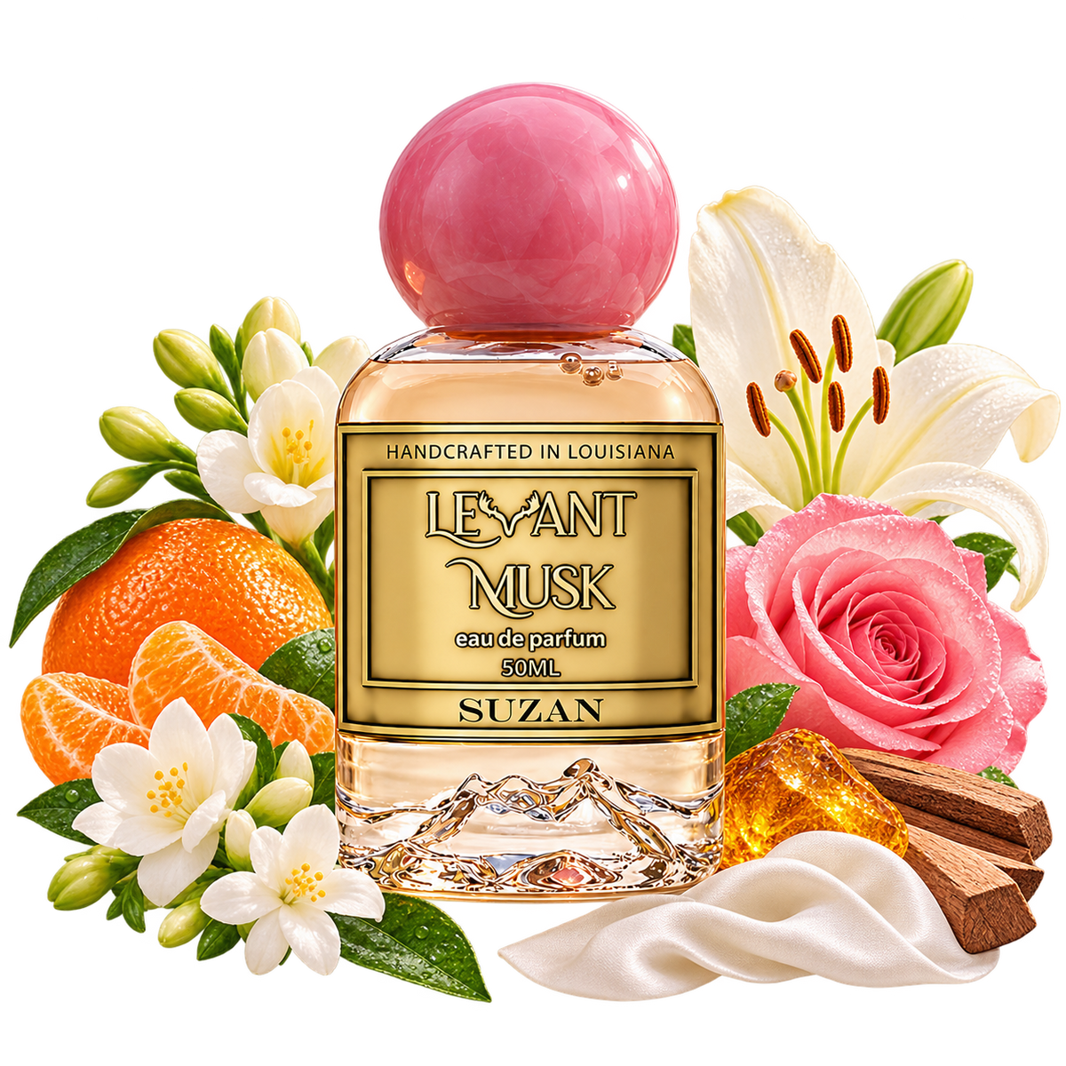 SUZAN by Levant Musk bottle with notes cutout