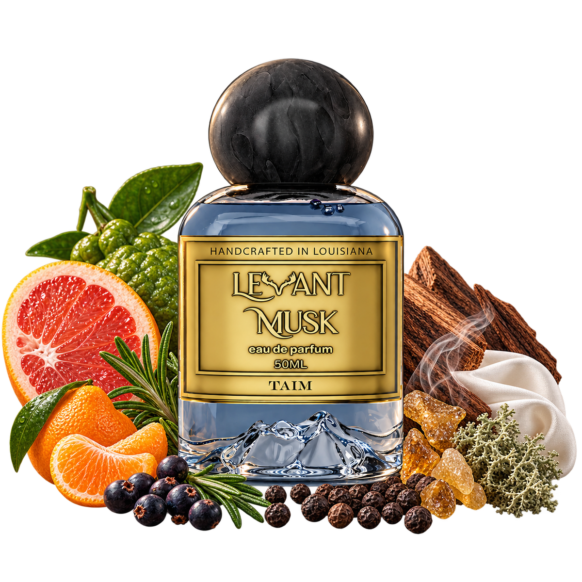 TAIM by Levant Musk bottle with notes cutout