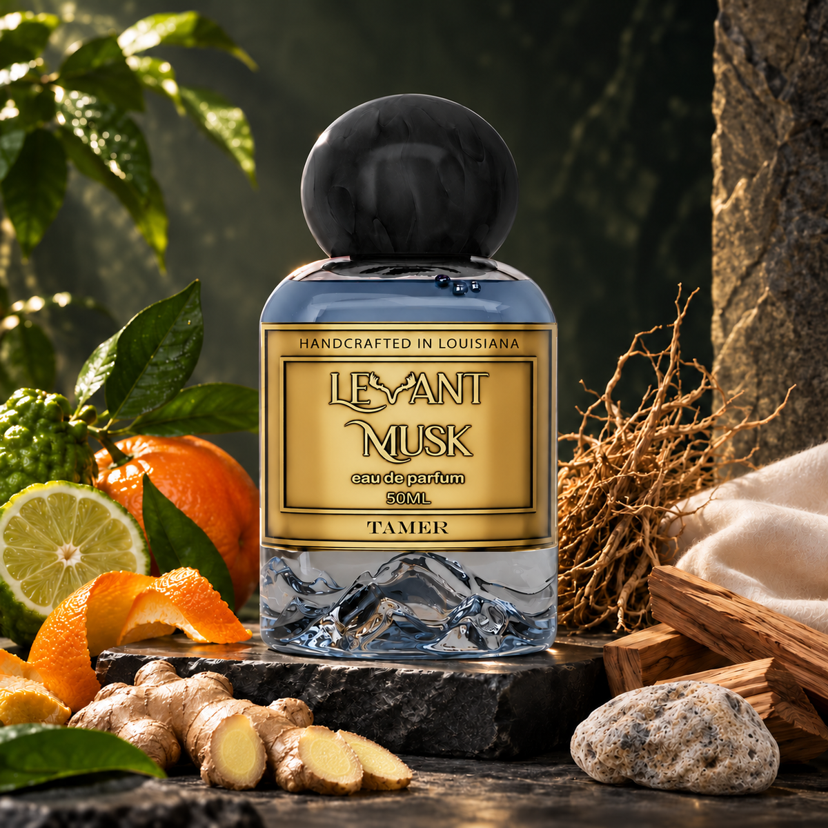 TAMER by Levant Musk atmospheric hero with bergamot, ginger, mandarin, vetiver and sandalwood.