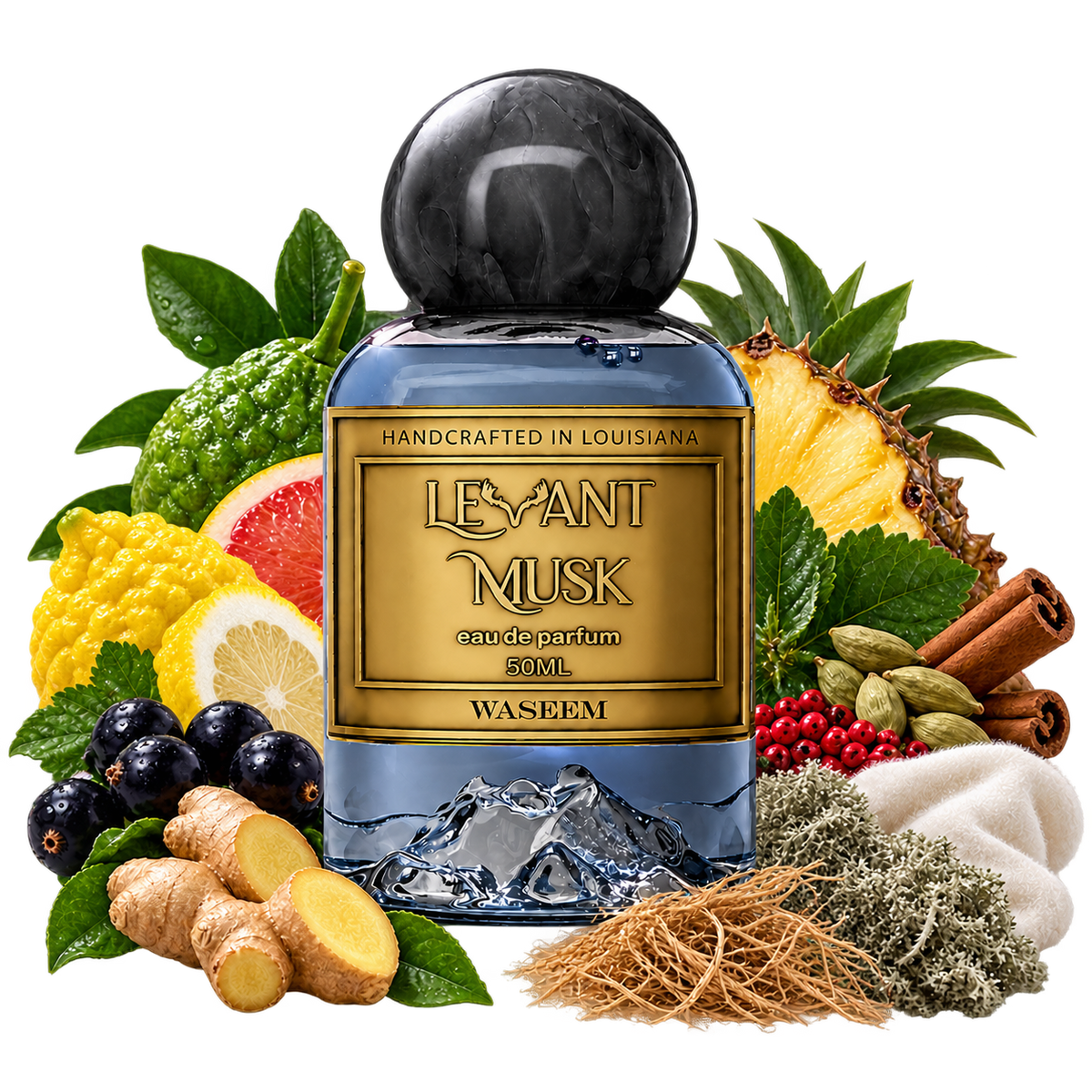 WASEEM by Levant Musk bottle with notes cutout