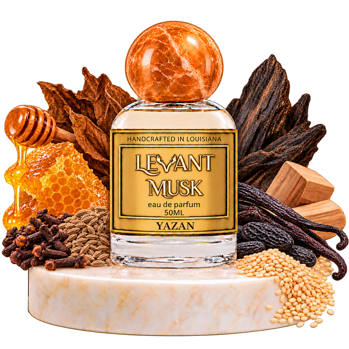 YAZAN by Levant Musk bottle with notes cutout